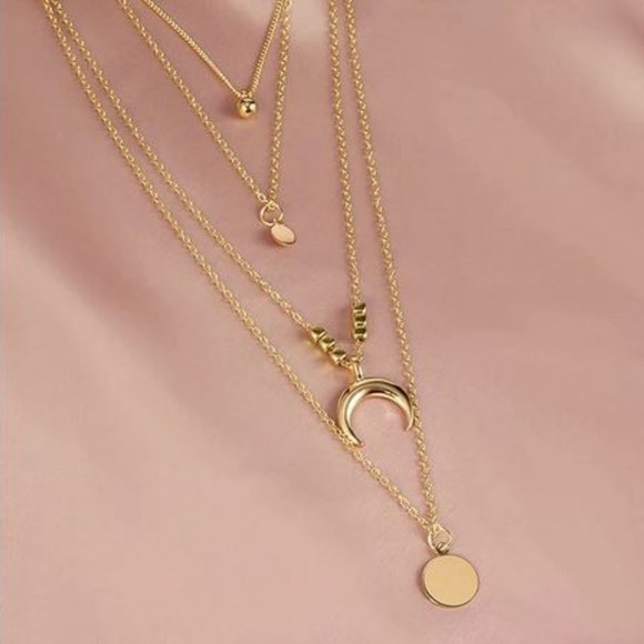 Gold Tone Necklace Multi-layer - Picture 3 of 4